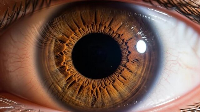Extreme macro human eye iris and pupil dilation, detailed biology.