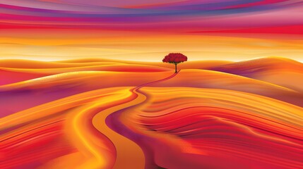 Picturesque countryside sunset with rolling hills