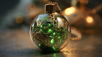 Shiny gold and blue glass baubles hang as elegant Christmas tree decorations for a bright winter holiday celebration in December