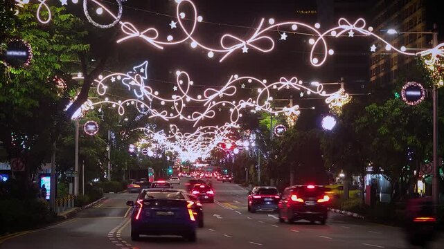 Beautiful Singapore Orchard Road street light-up during the Christmas festive season. Tropical country Christmas street light up.