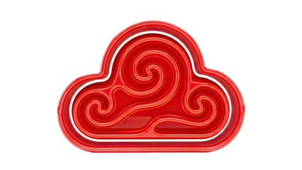 Red Cloud with Swirls and White Outline