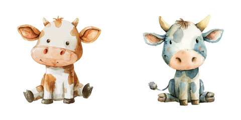 Obraz premium cute cow watercolor vector illustration