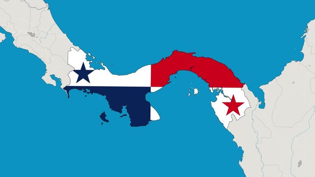 Panama Map With Flag Animation