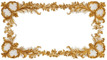 Ornate golden frame of floral scrolls and leaves, blank center