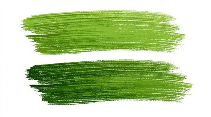 Two textured green brushstrokes, horizontally aligned, on white