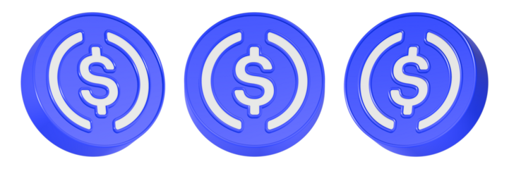 dollar coin icon 3d render blue color