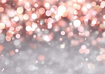 Rose-gold and white bokeh lights shimmering against a light gray backdrop