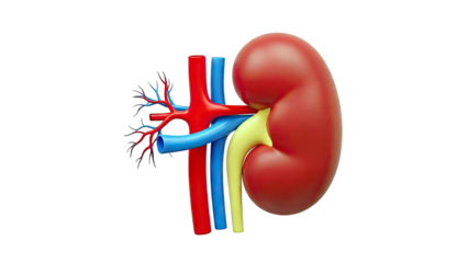 3D Rendering of a Human Kidney with Blood Vessels