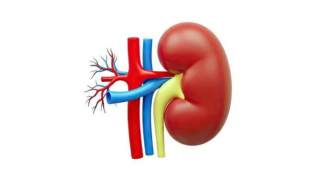3D Rendering of a Human Kidney with Blood Vessels