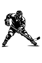Obraz premium Professional Ice Hockey Player Skating Fast with Stick During Match