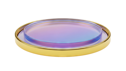 Iridescent Petri Dish on Golden Base