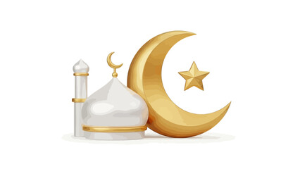 Ramadan Kareem crescent moon and mosque illustration symbolizing Islamic culture and religious celebration