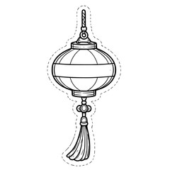Black and white lantern line art clipart with clean outline style. Perfect for Lunar New Year and festival crafts, coloring pages, worksheets, bulletin boards, stickers, and classroom decorations.