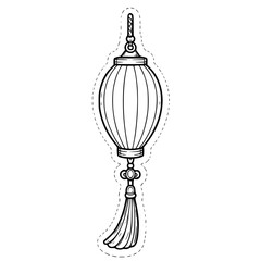 Black and white lantern line art clipart with clean outline style. Perfect for Lunar New Year and festival crafts, coloring pages, worksheets, bulletin boards, stickers, and classroom decorations.