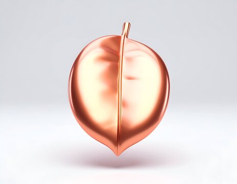 Metallic copper leaf, symmetrical design, on a soft gradient background