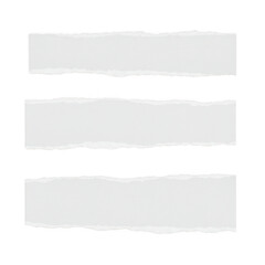 Torn paper strips isolated on black for creative design projects and textures isolated on transparent background