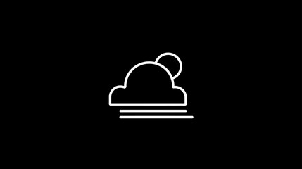 Fototapeta premium Weather icon for partially cloudy or misty conditions with sun and atmospheric haze lines on a black background
