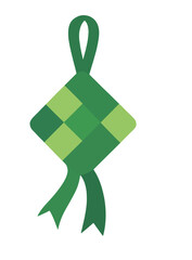 Woven Green Ribbon Ornament.