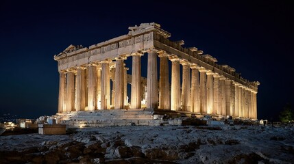 Obraz premium Parthenon temple illuminated at night