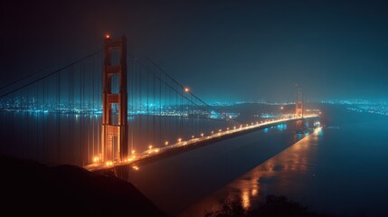 Fototapeta premium Golden Gate Bridge Night Skyline
