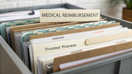 Organized Medical Paperwork in Storage Box for Reimbursement Processes and Efficient Documentation Management