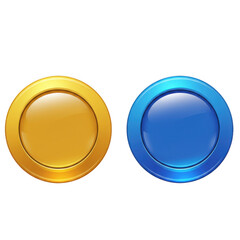 Two circular glowing objects one yellow orange one blue purple against black space isolated on transparent background
