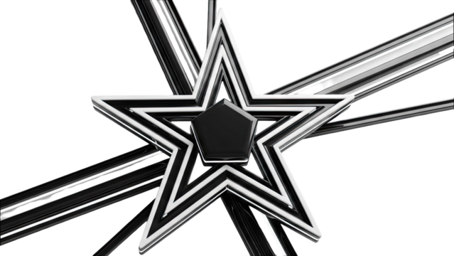 Abstract Starburst with Black and White Stripes - Powered by Adobe