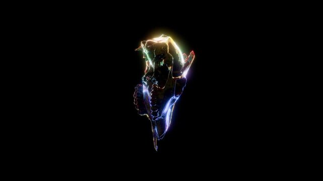 Chromatic Deer Skull on a Black Background 4K Horizontal Looping
