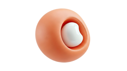 Orange sphere with white inner shape on white background