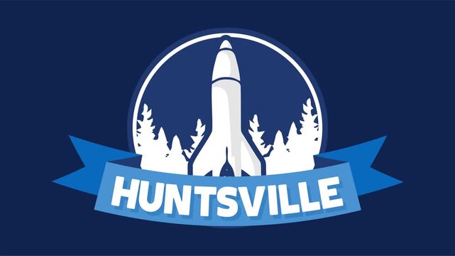 Huntsville Alabama with rocket silhouette