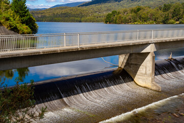 Reservoir and dam on the Watts River, at Maroondah Reservoir Park , Victoria, 12.22.2025.