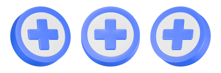medic button icon 3d render blue color