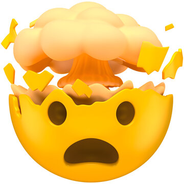 3D Render of Mind Blown Emoji with Exploding Head Isolated on Transparent Background