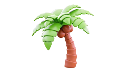 Cartoon Palm Tree with Coconuts 3D Render