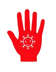 Obraz premium Red hand with virus graphic