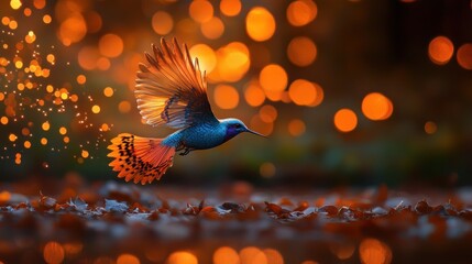 Obraz premium Vibrant hummingbird in flight