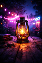 antique lamp on a wooden table