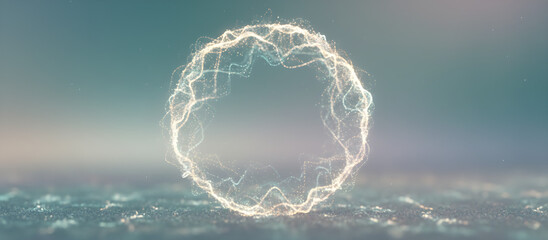 Abstract energy circle with glowing light effects on a textured background