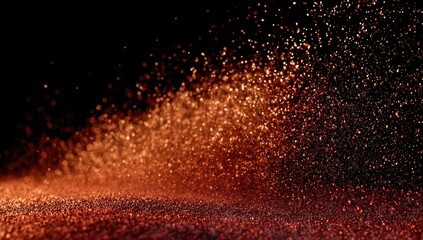 Gleaming, copper-toned particles suspended in air against dark background