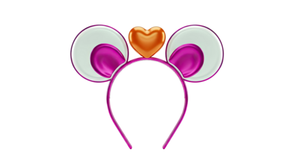 Pink Mouse Ear Headband with Orange Heart