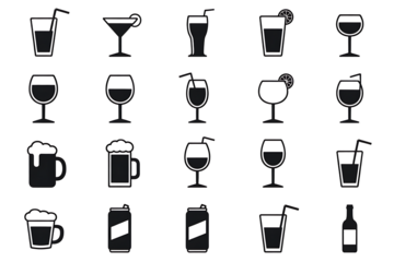 set of different drinks