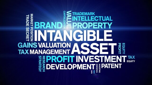intangible asset animated word cloud-text design animation tag kinetic typography seamless loop.