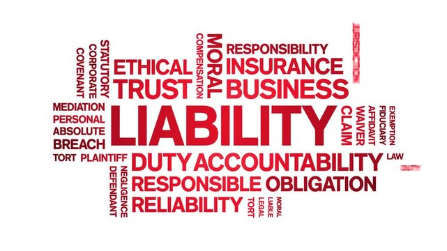 Liability animated word cloud-text design animation tag kinetic typography seamless loop.