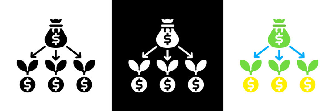 Asset Allocation Icon Set Glyph vector Illustration 