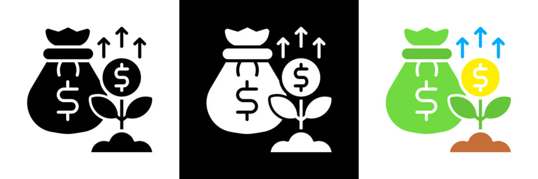 Investment Icon Set Glyph vector Illustration 