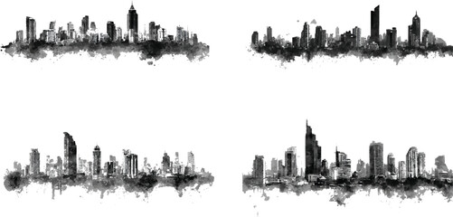 Obraz premium Distressed sketch of building with dust on isolated background. Architectural sketch of a house house sketch drawing 