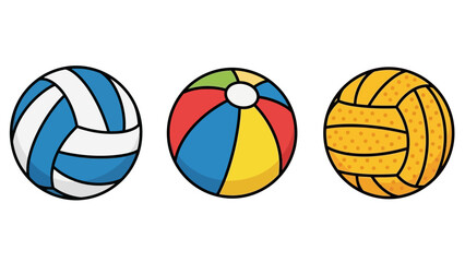 Obraz premium Collection of Illustrated Sports and Leisure Balls for Summer Activities and Playful Recreation