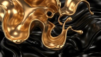 abstract golden background with water drops