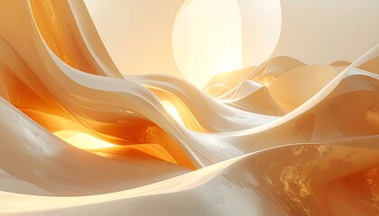 Ethereal golden waves dance in warm sunlight abstract