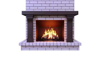 Cozy Fireplace with Burning Logs and Brick Surround